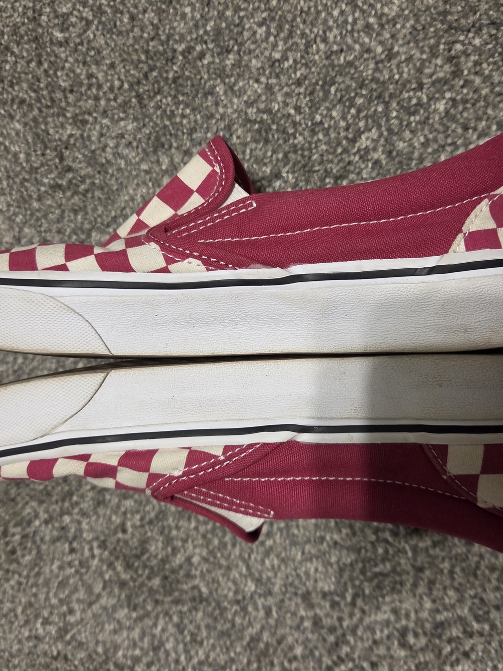 Vans Checkerboard Slip-On Sneakers in Magenta and White